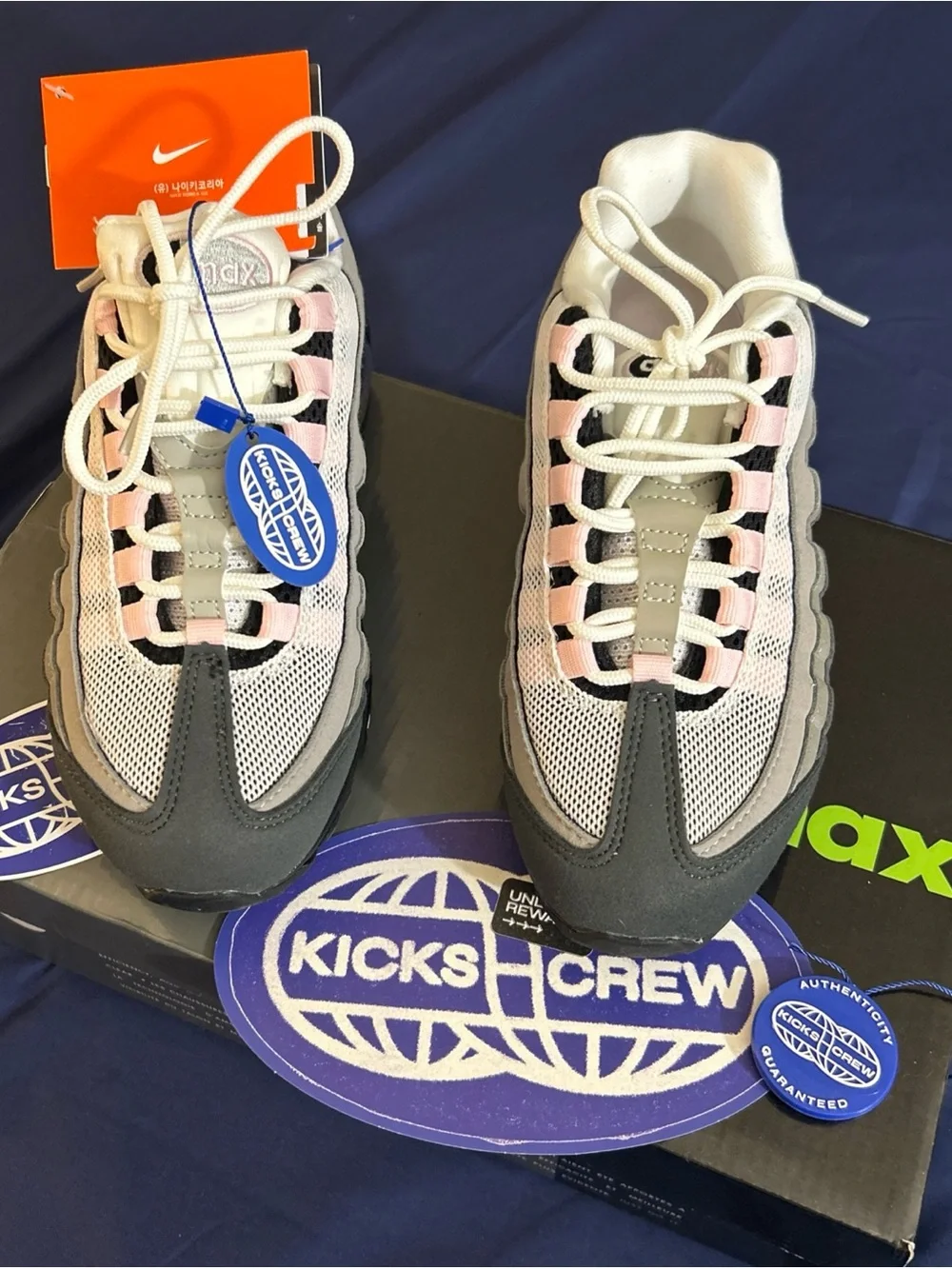 Nike Women’s' Air Max 95 BIG BUBBLE Sneakers - White, Pink, Blk, Gray Mesh Style